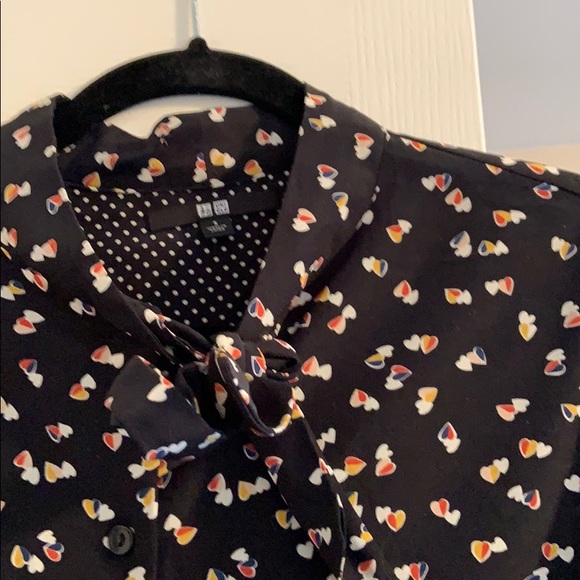 2/$25 Heart Printed Uniqlo Blouse - Picture 2 of 4